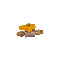 Gas Ball Valve - 5/16x5/16 SAE FL Yellow Handle c/w Flare Nuts