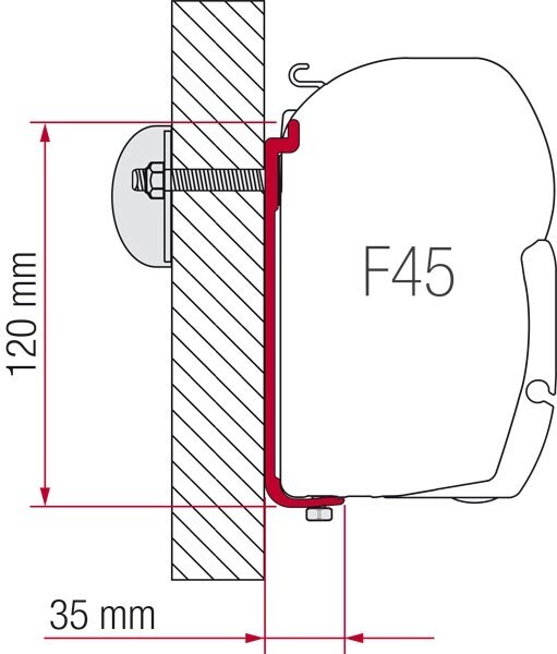 Fiamma F45 Awning Standard Mounting Bracket - 120mm