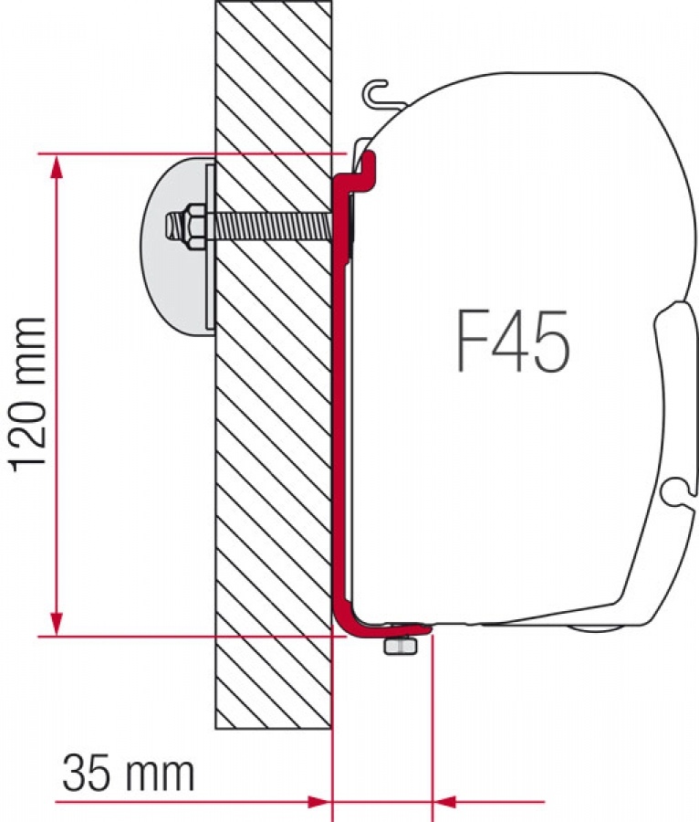 Fiamma F45 Awning Kit S 400 Standard Mounting Bracket - 400mm Wide