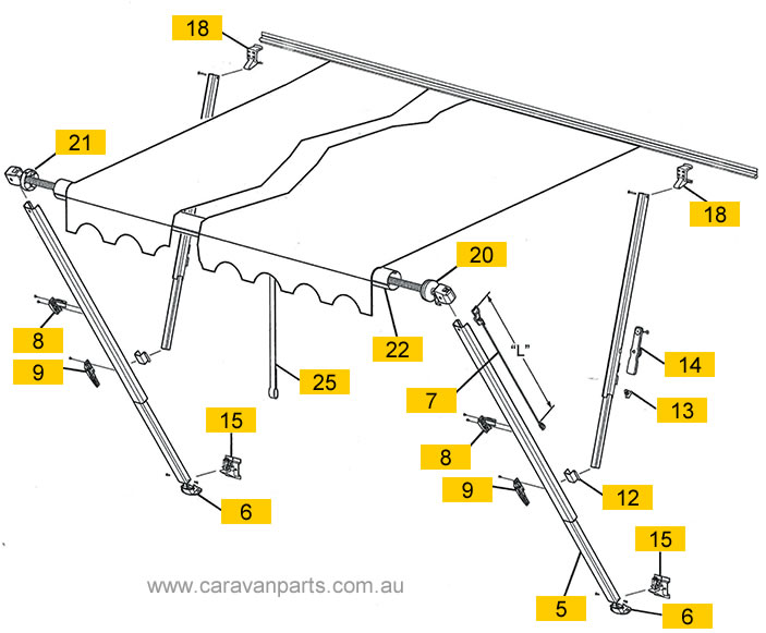 Carefree Fiesta Awning Spare Parts Diagram