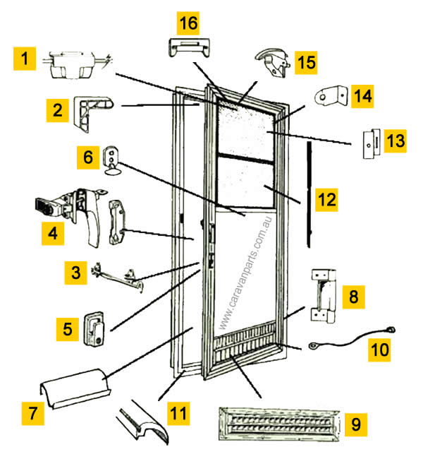 Spare Parts Diagram: Camec Panorama Door