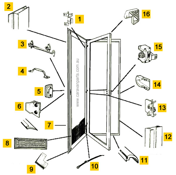 Spare Parts Diagram: Camec Trimatic Door