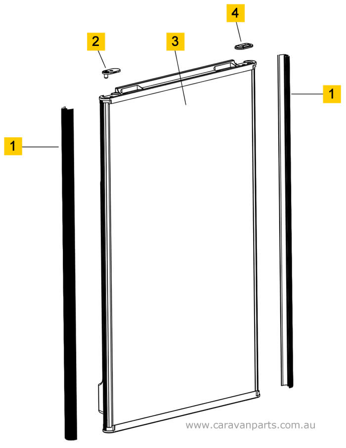 Spare Parts Diagram: Thetford N504M Fridge - Door Assembly Area