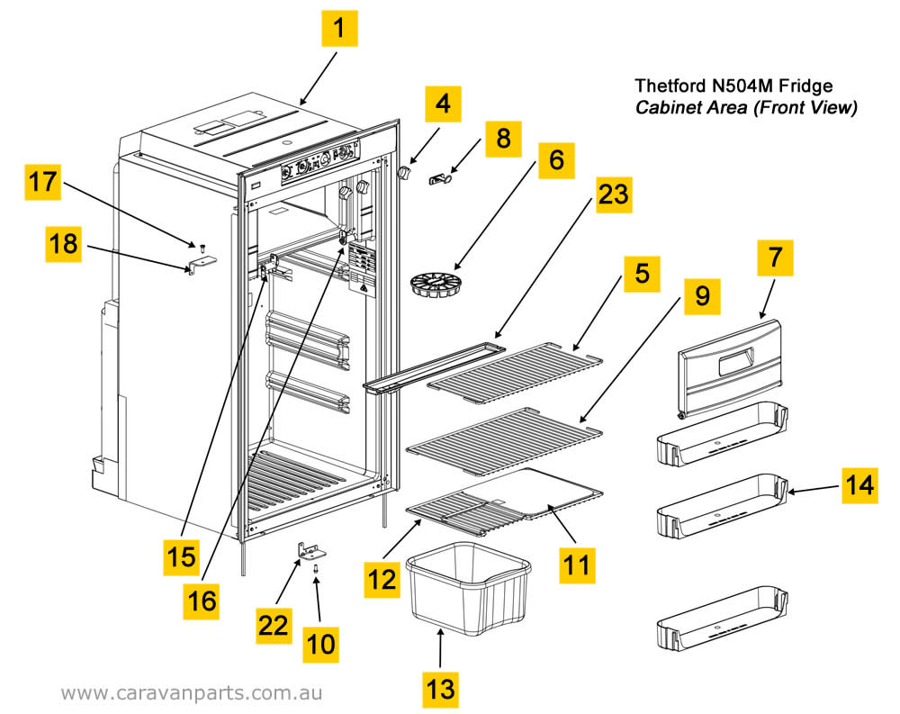 Spare Parts Diagram  Thetford N504m Fridge