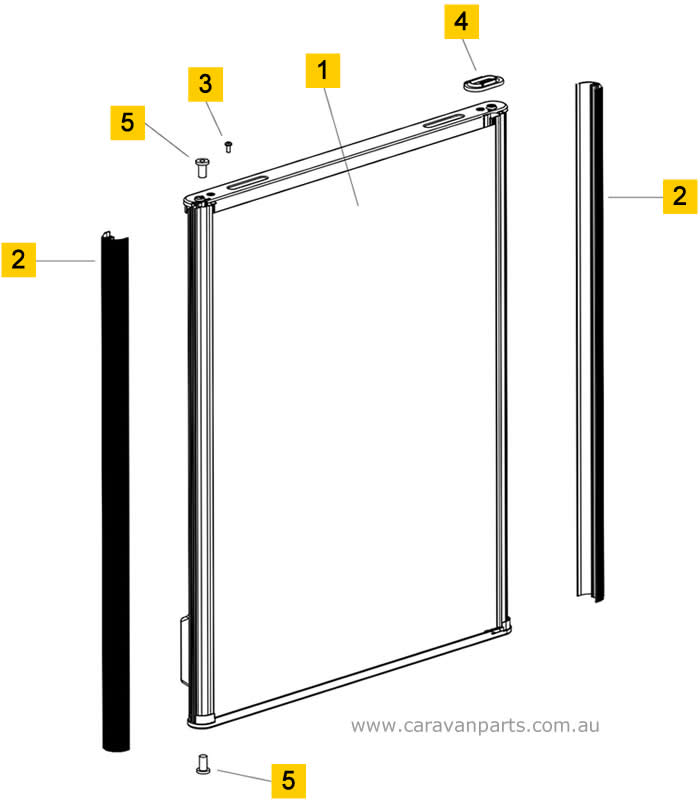 Spare Parts Diagram: Thetford N304M Fridge - Door Assembly Area