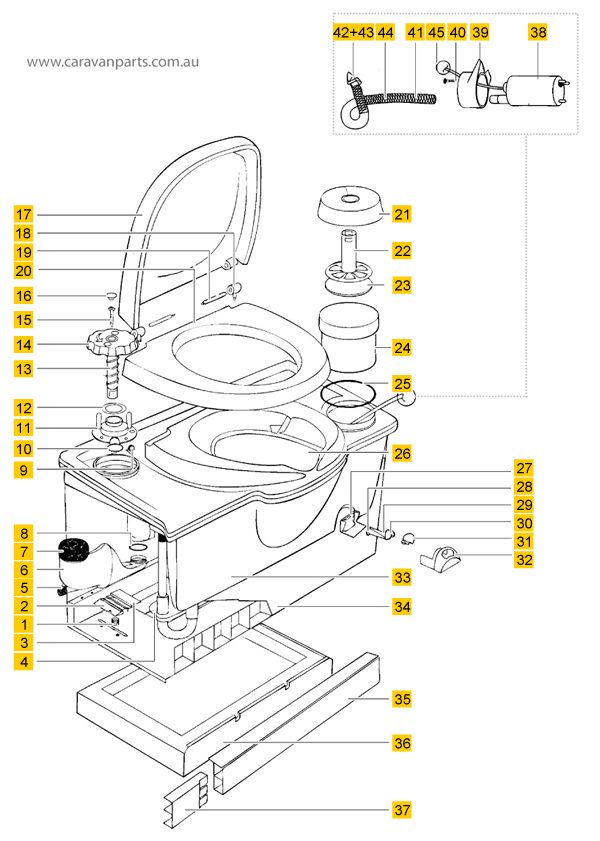 Thetford C2 Cassette Toilet Diagram