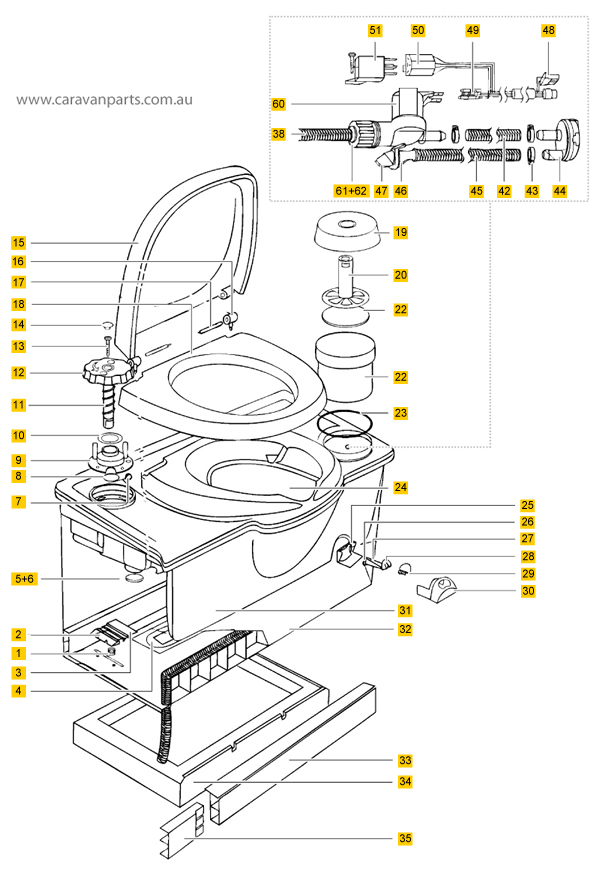 Thetford C3 Cassette Toilet Diagram