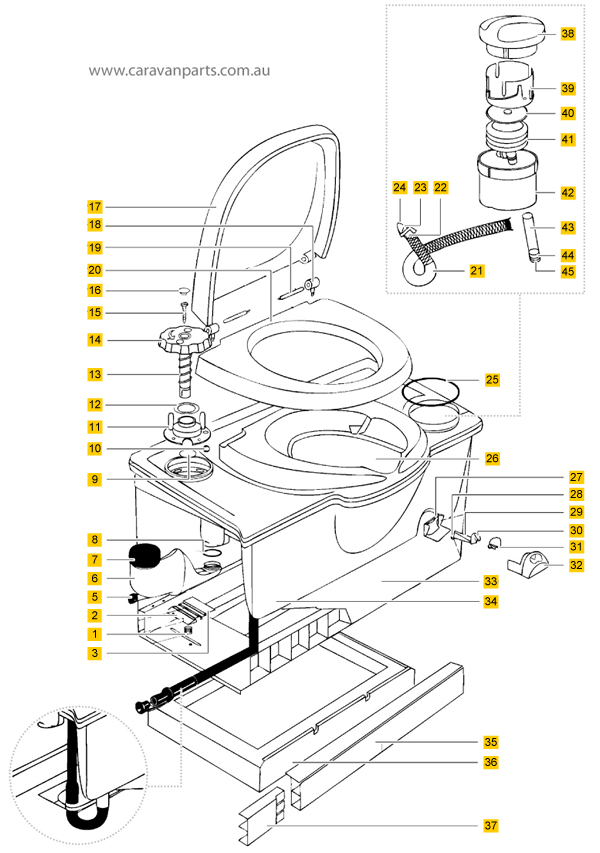 Thetford C4 Cassette Toilet Diagram