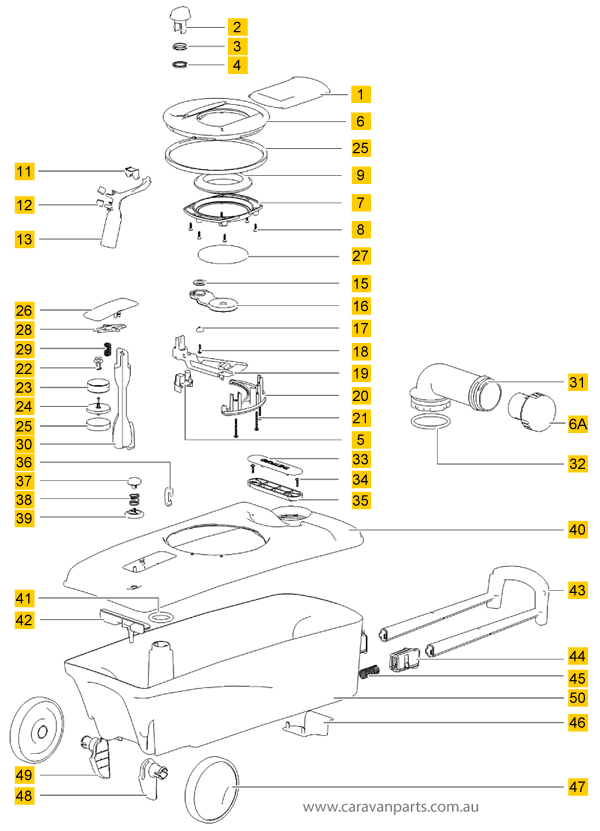 Thetford C400 Waste Holding Tank Spare Parts Diagram