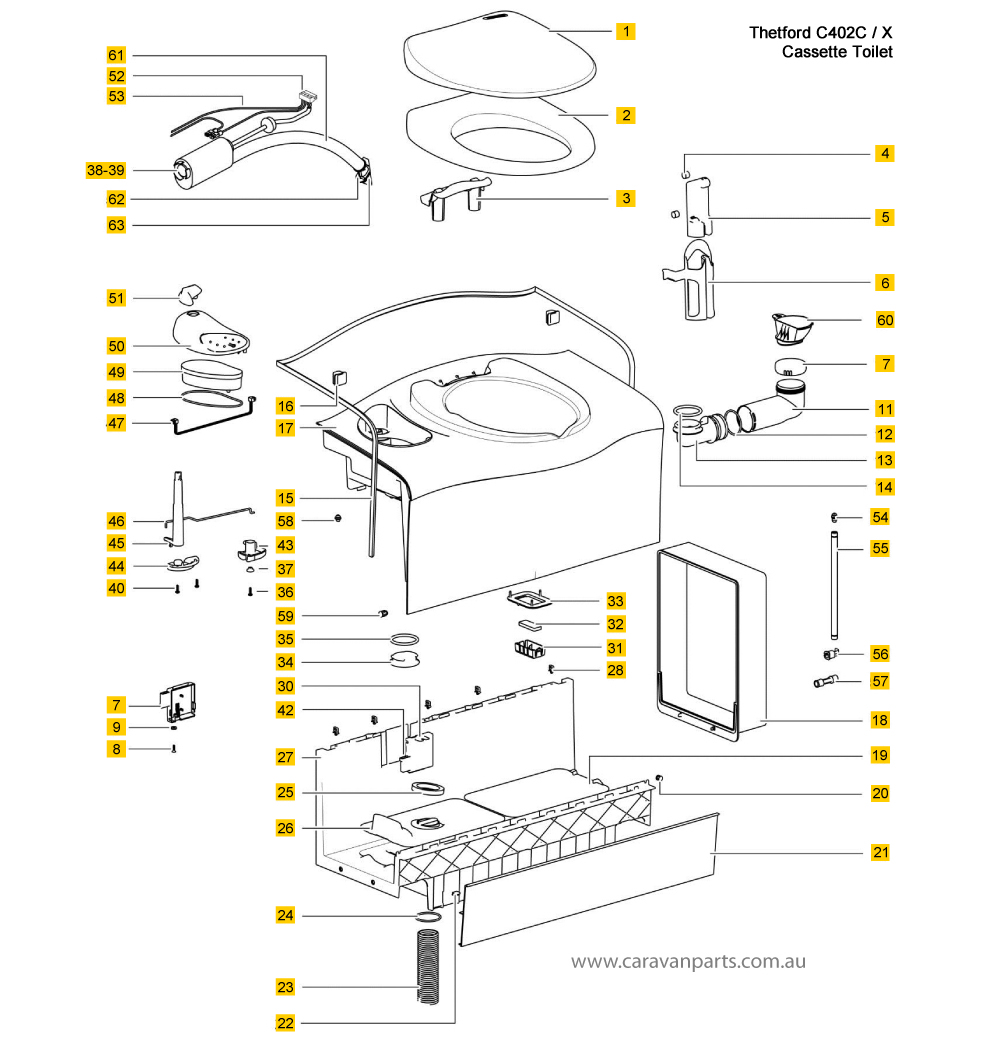 Thetford Control Panel Assembly for C200S Toilet Caravan Motorohome Cassette 