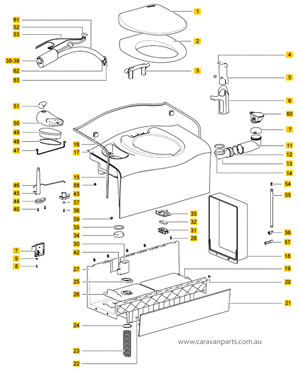 Spare Parts Diagram: C402C / X Cassette Toilet