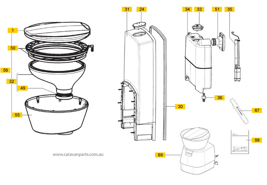 Dometic CTS 4110 / CTS-3110 Cassette Toilet