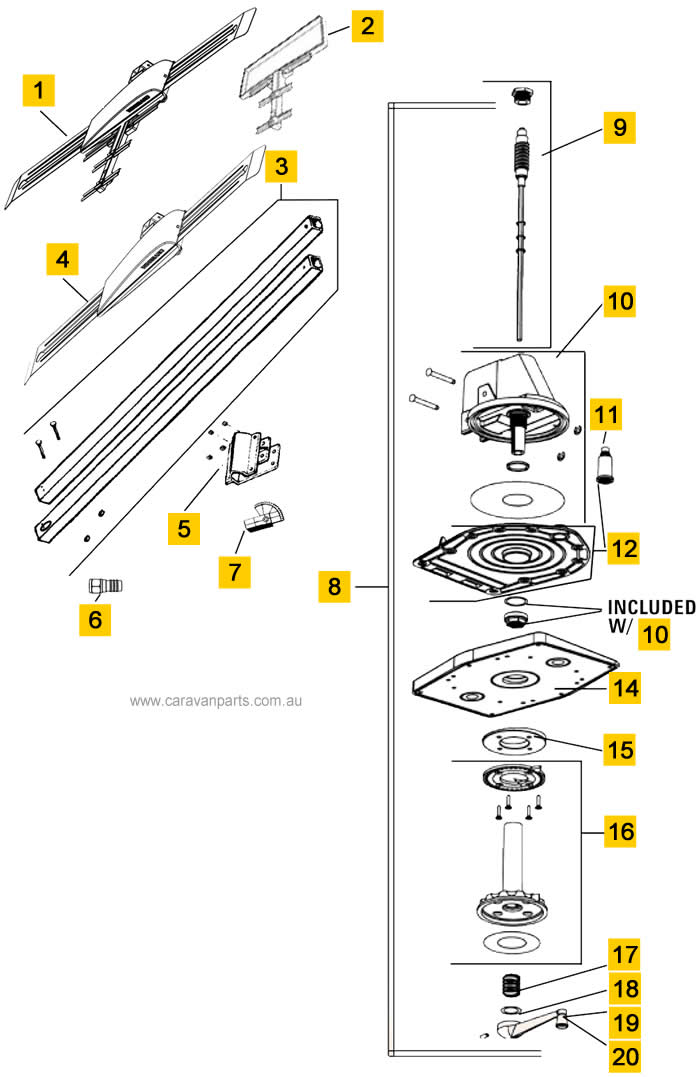 Spare Parts Diagram: Winegard Sensar RV