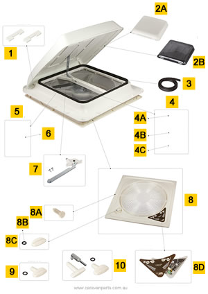 Spare Parts Diagram: Fiamma Turbo-Vent Premium 160