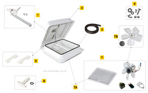 Spare Parts Diagram: Fiamma Vent 28 / Turbo 28