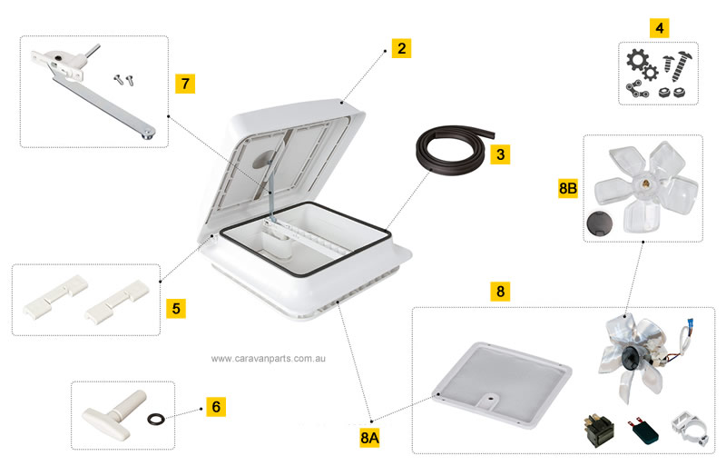 Spare Part Diagram: Fiamma Vent 28 / Turbo 28