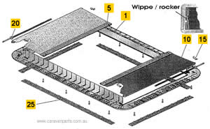 Spare Parts Diagram: Dometic Heki 2 Roof Hatch - Internal Frame