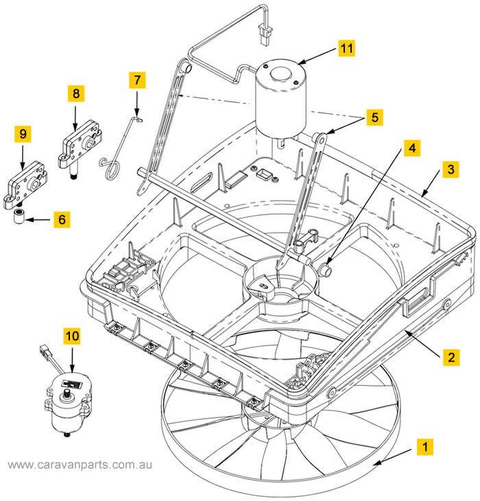 Spare Parts Diagram: MaxxFan Deluxe - Vent Frame Assembly