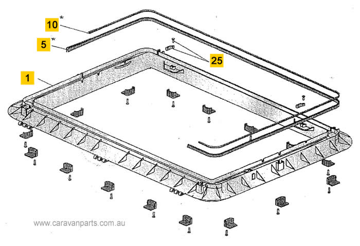 Spare Parts Diagram: Seitz Heki 2 Roof Hatch - Exterior Frame