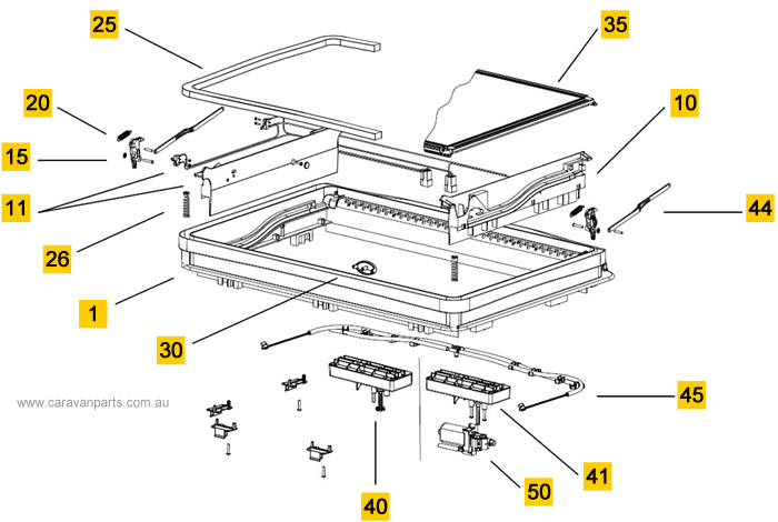 Spare Parts Diagram: Seitz Midi Heki Roof Hatch with Crank - Exterior Frame