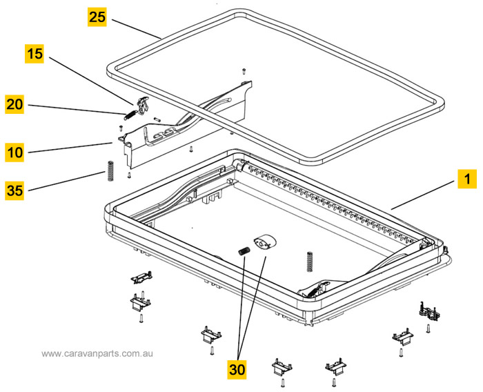 Spare Parts Diagram: Seitz Midi Heki Roof Hatch with Bar - Exterior Frame