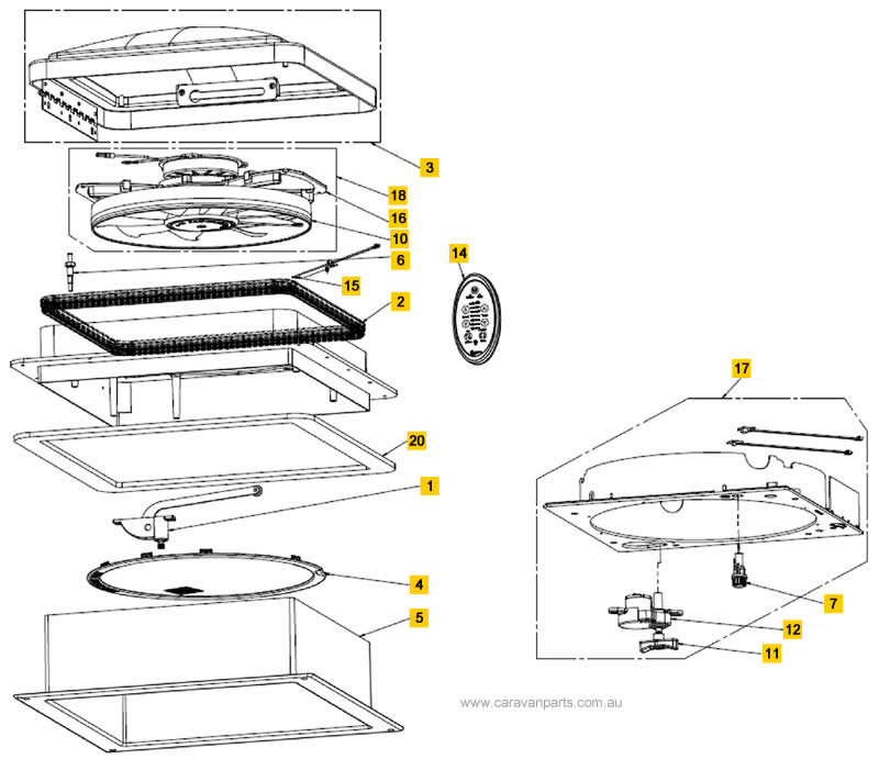 Spare Parts Diagram: Fan-Tastic Vent 7350