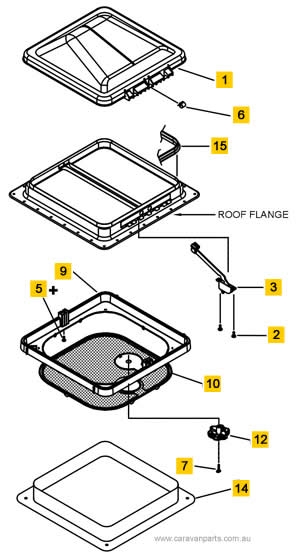 Spare Parts Diagram: Ventline Standard Roof Vent 
