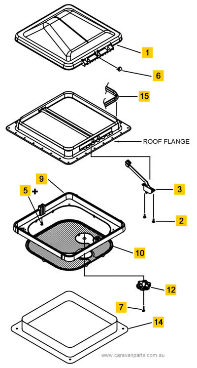 Spare Parts Diagram: Ventline Standard Roof Vent