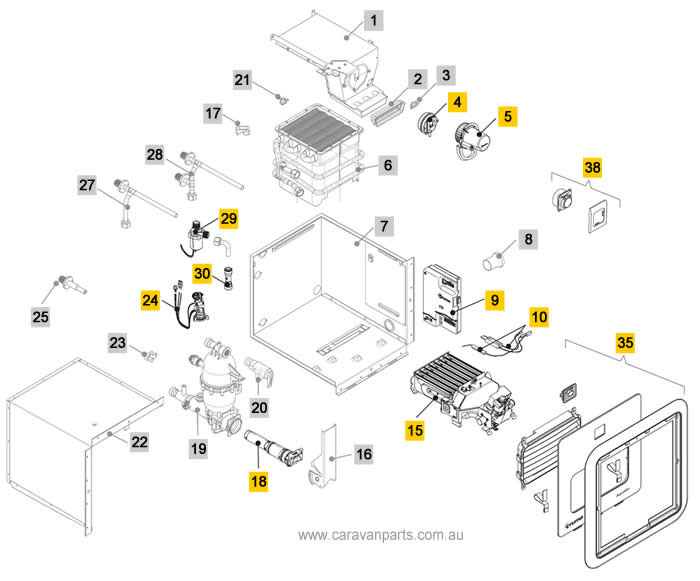 Spare Parts Diagram: Truma AquaGo