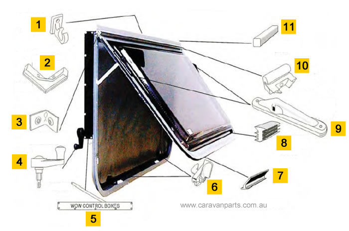 Spare Parts Diagram: Camec Odyssey Wind Out Window (WOW)