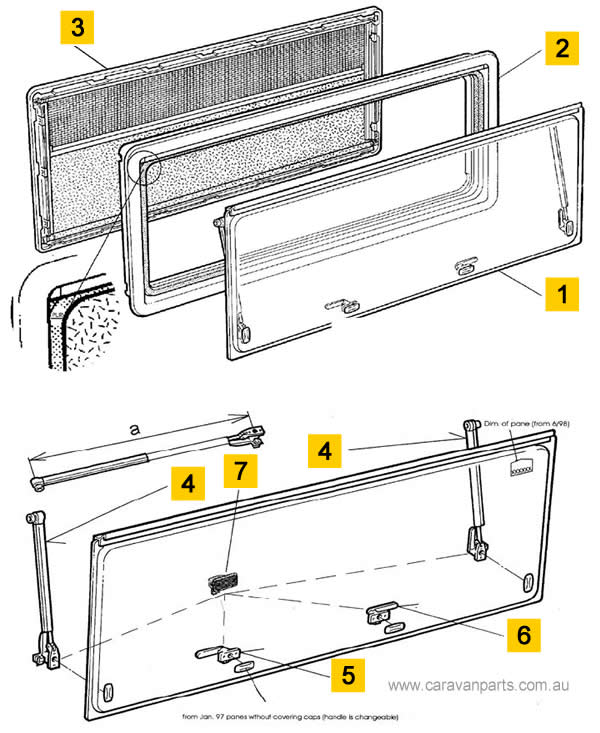 Spare Parts Diagram: Maygood/Mobicool Windows