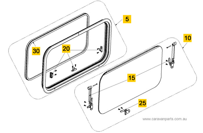 Spare Parts Diagram: Dometic S7 Window (Top Hung)