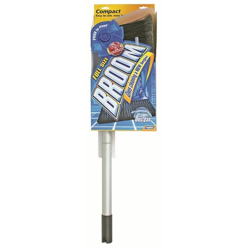 Camco Adjustable Broom with Clip-On Dust Pan